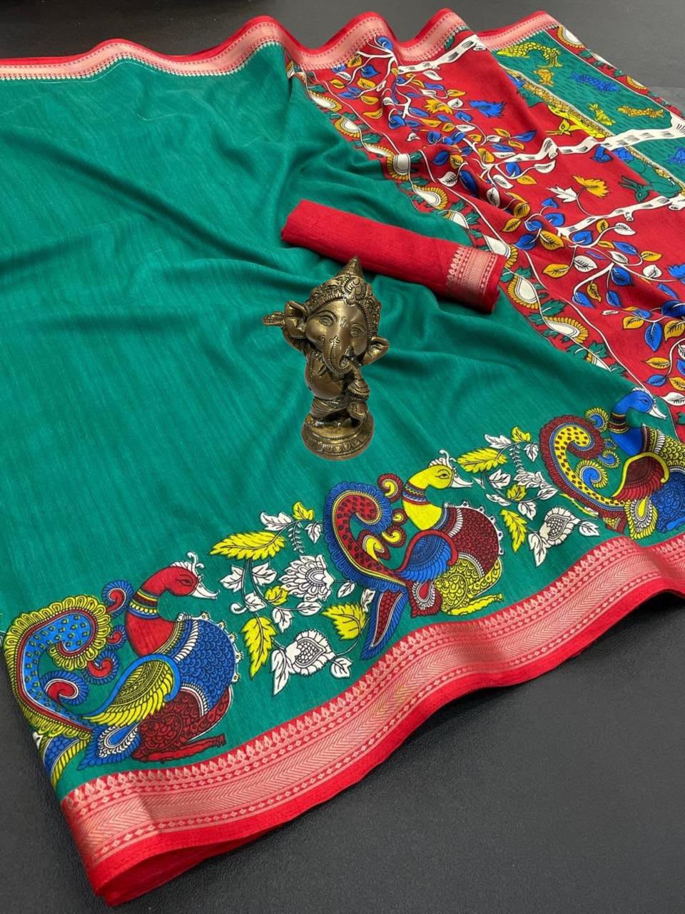 Mustard Yellow GALA GEORGETTE Kalamkari Silk Saree